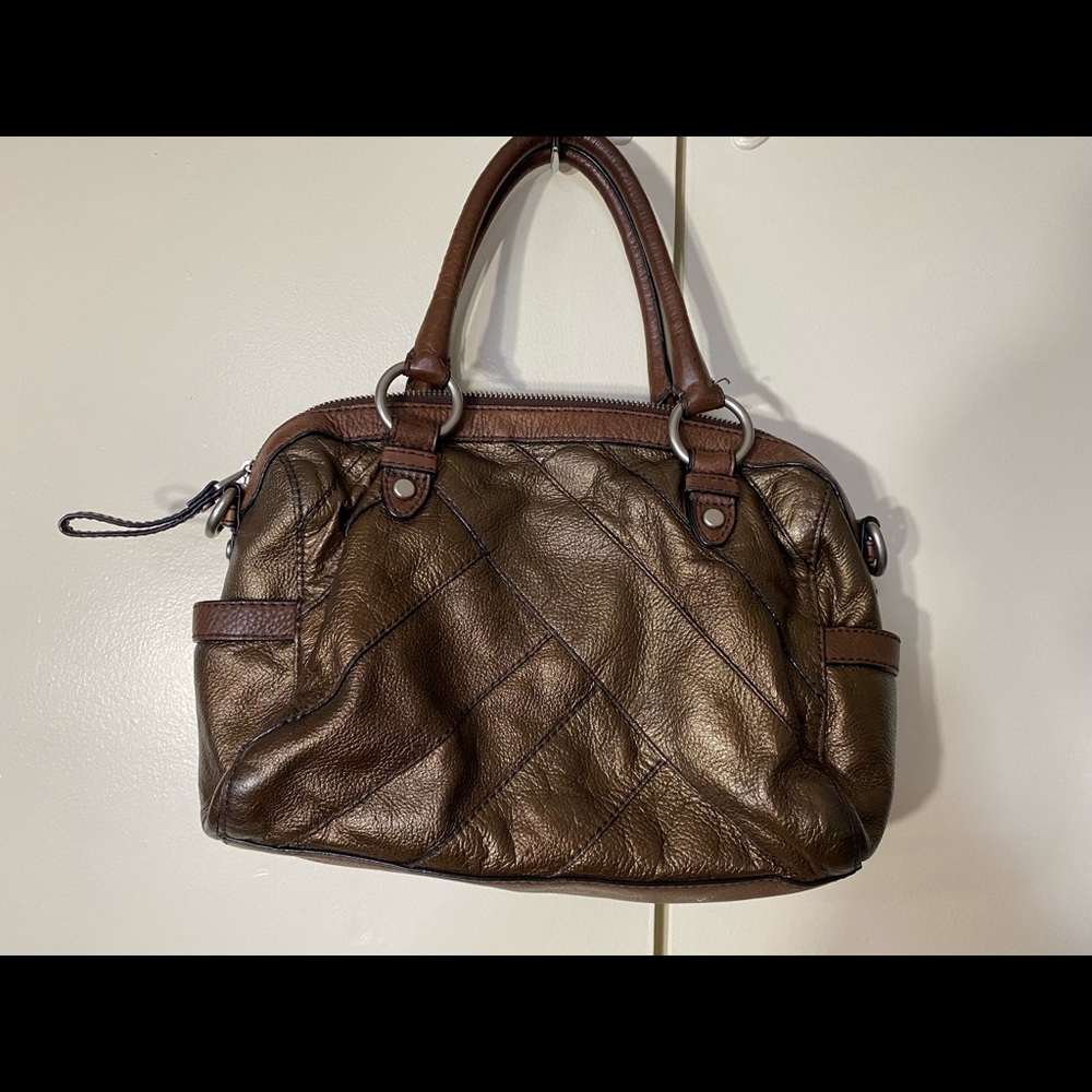 Fossil Brown Metallic Patchwork Bag - image 3